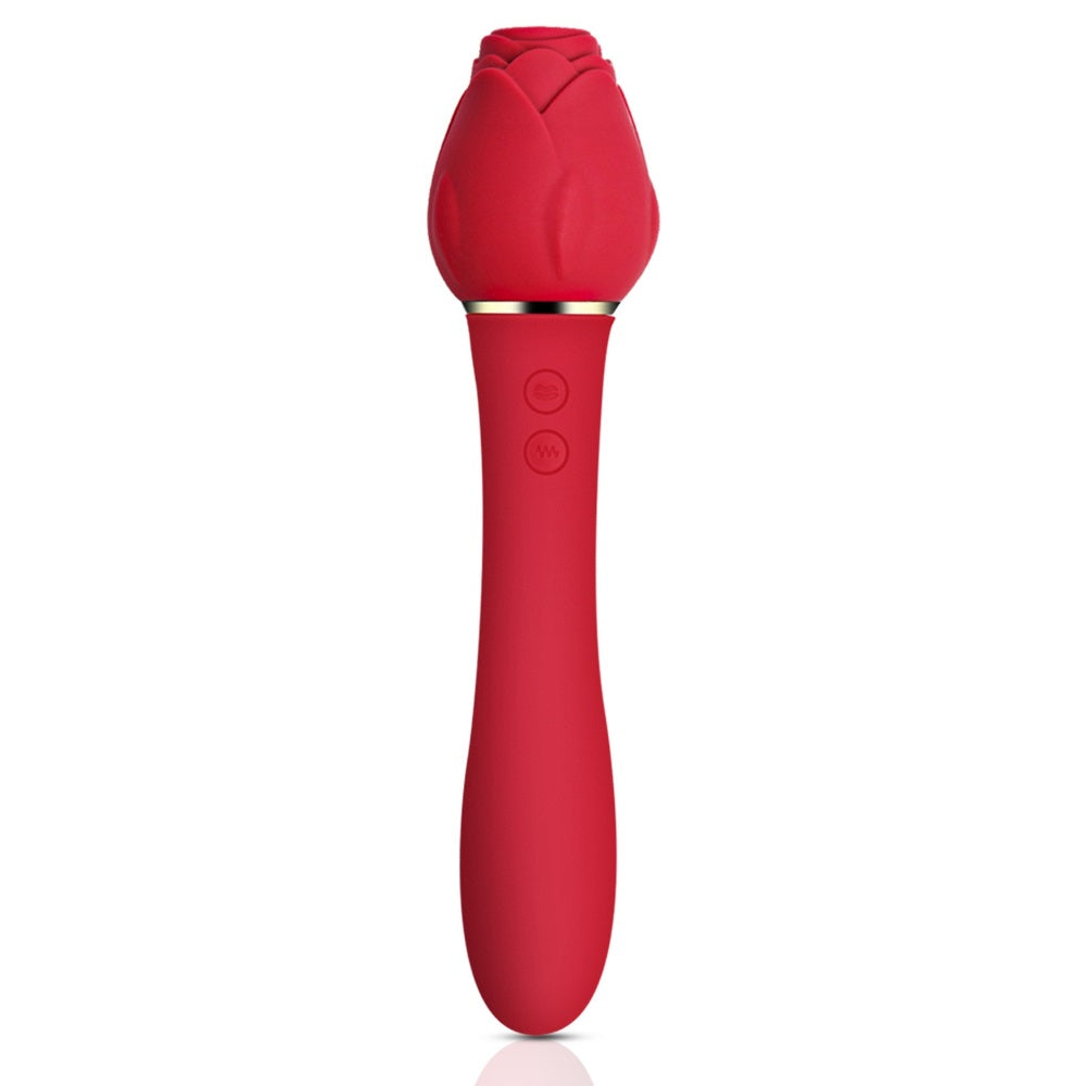 Rose End Dildo Clitoral Suction Vibrator Stick Wand Sex Toy