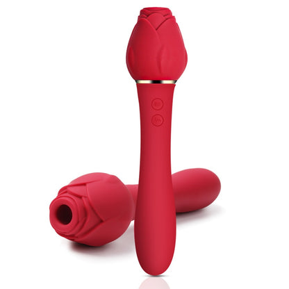 Rose End Dildo Clitoral Suction Vibrator Stick Wand Sex Toy