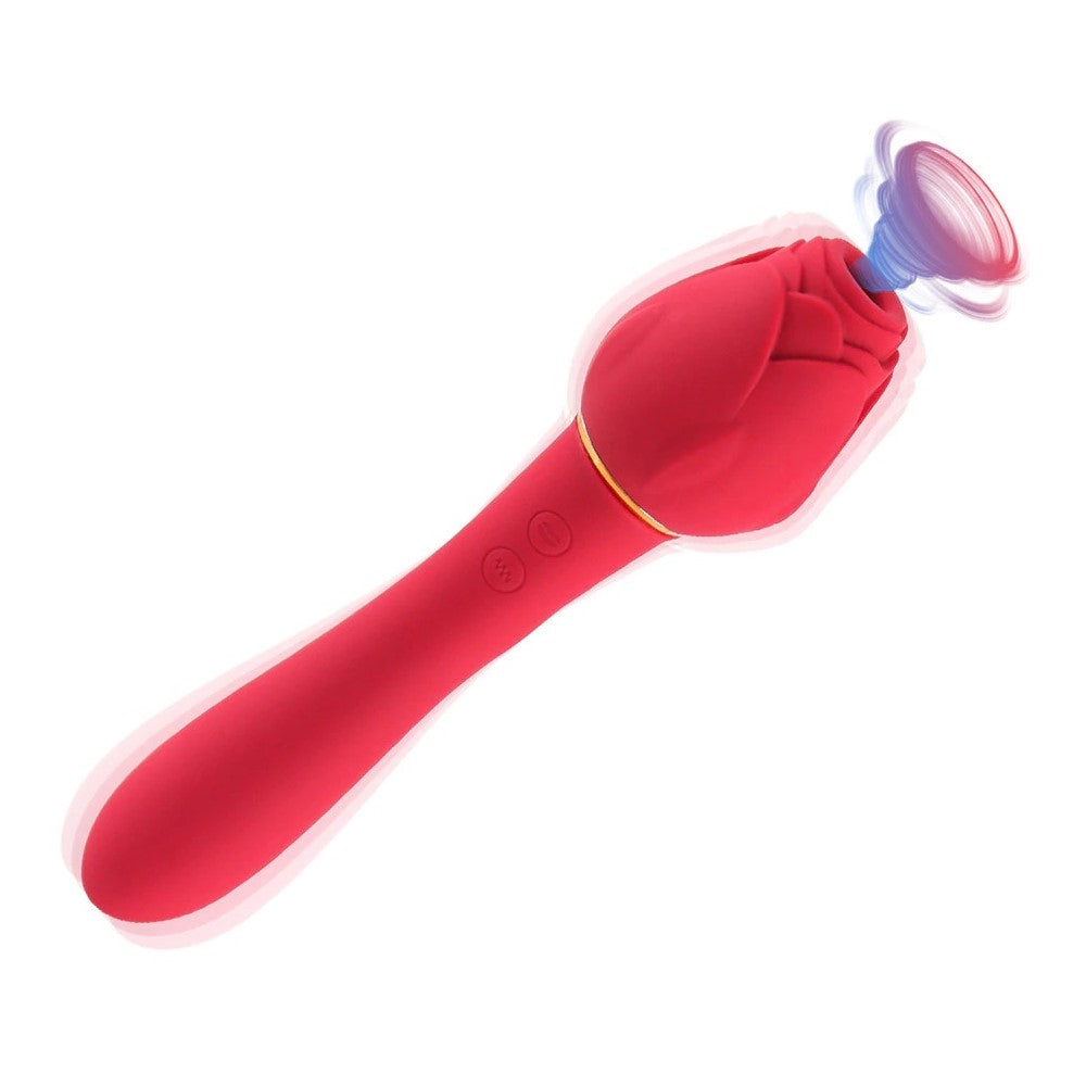 Rose End Dildo Clitoral Suction Vibrator Stick Wand Sex Toy