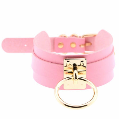 Baby Pink Fetish Slave Collar Sub Princess Gold Or Silver Large Hoop