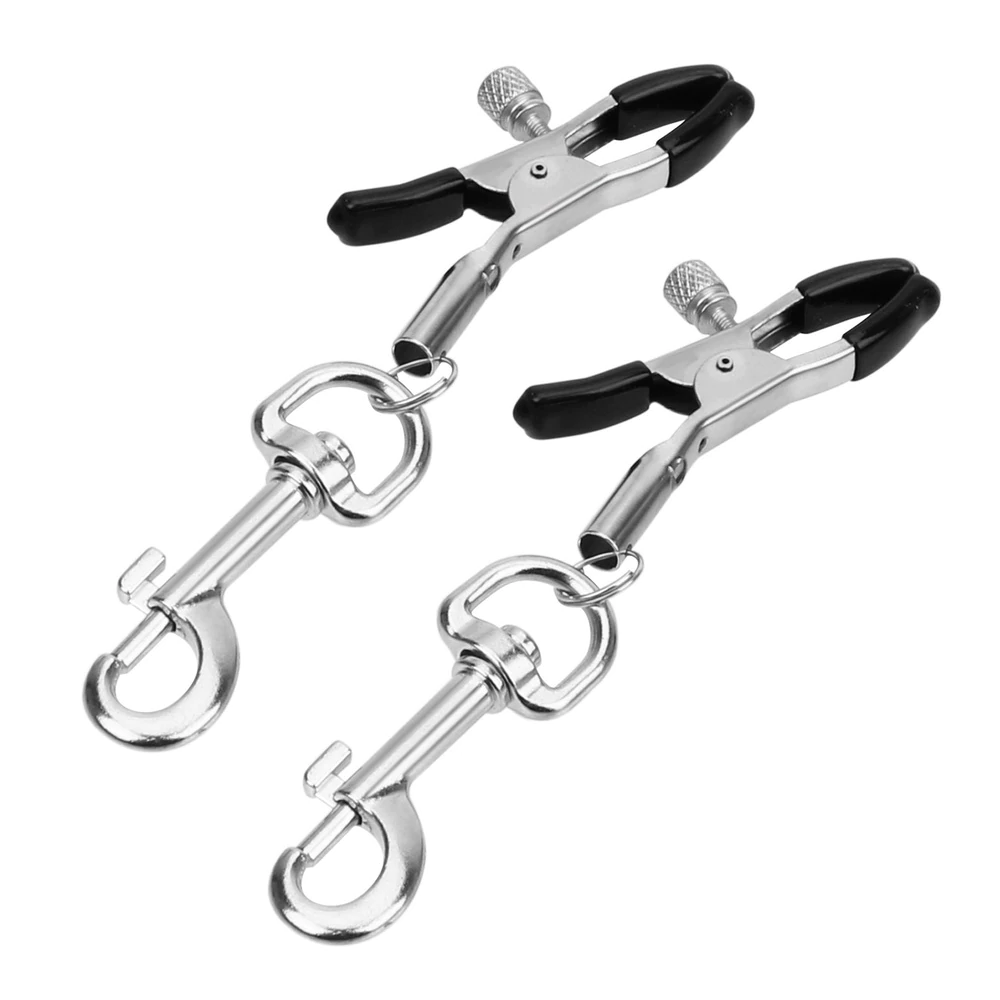 Silver Adjustable Nipple Clamps with Hanging Hook Clips