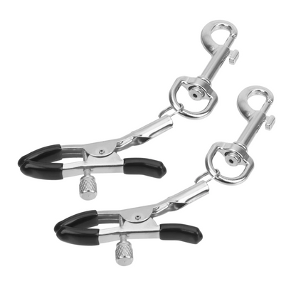 Silver Adjustable Nipple Clamps with Hanging Hook Clips