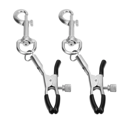 Silver Adjustable Nipple Clamps with Hanging Hook Clips