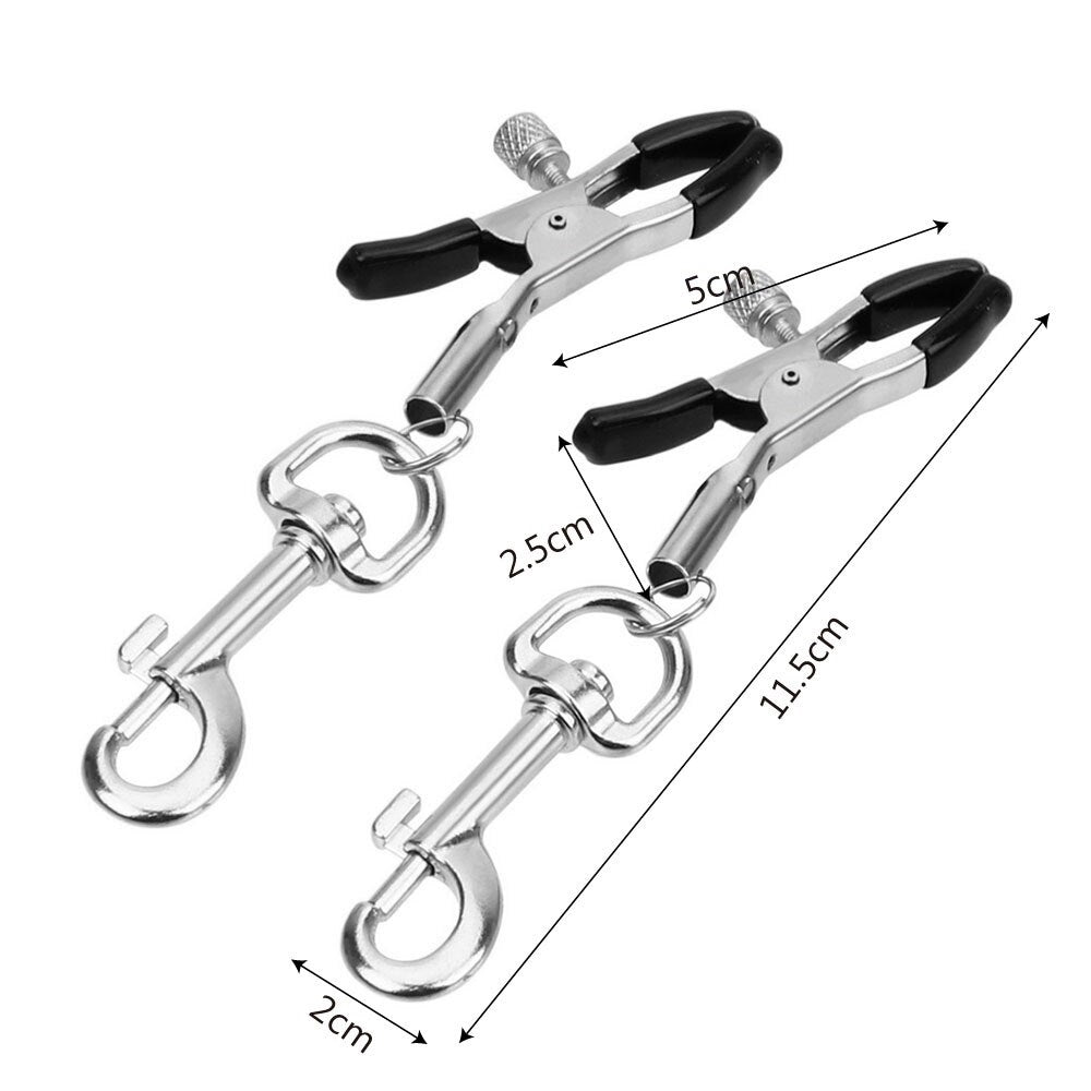 Silver Adjustable Nipple Clamps with Hanging Hook Clips