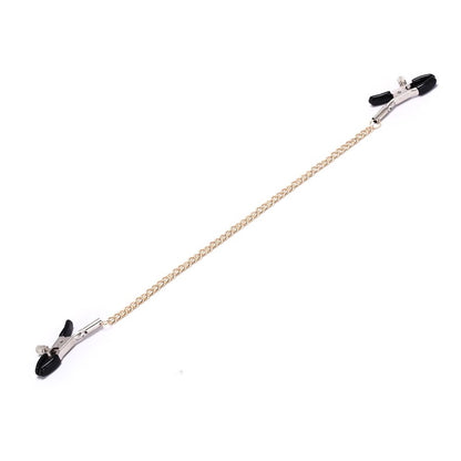 Adjustable Nipple Clamps with Gold Connecting Chain and Black Tips