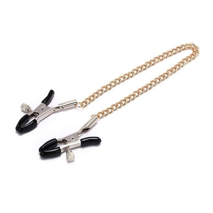 Adjustable Nipple Clamps with Gold Connecting Chain and Black Tips