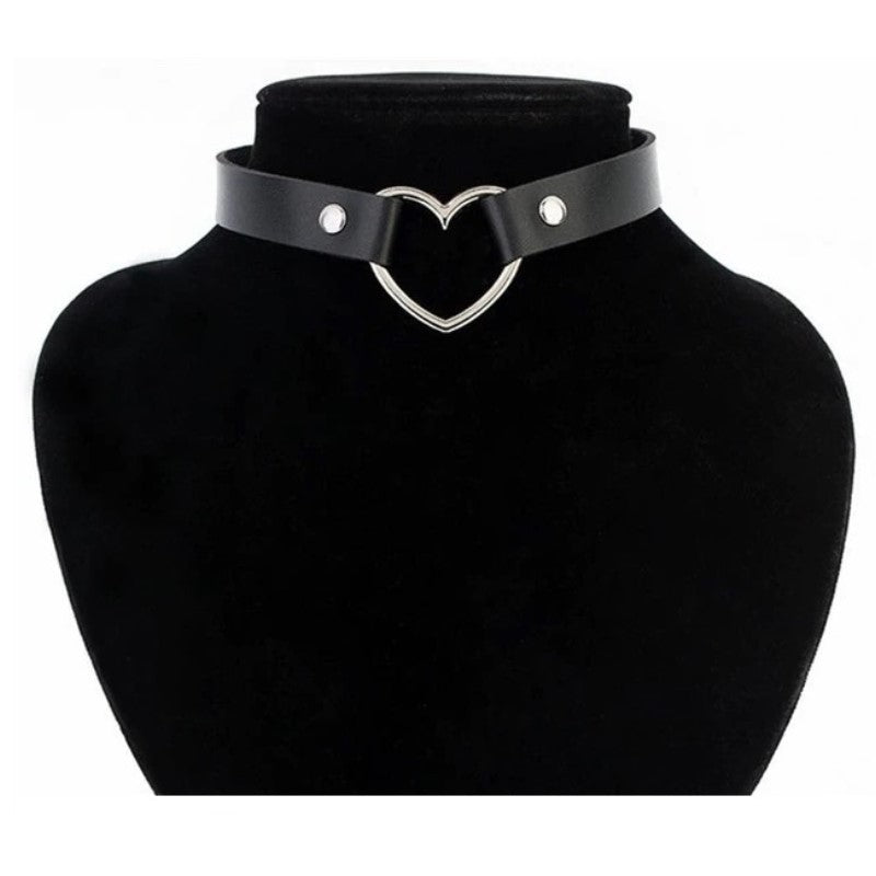 Black Heart Shaped Neck Choker Submissive Day Collar