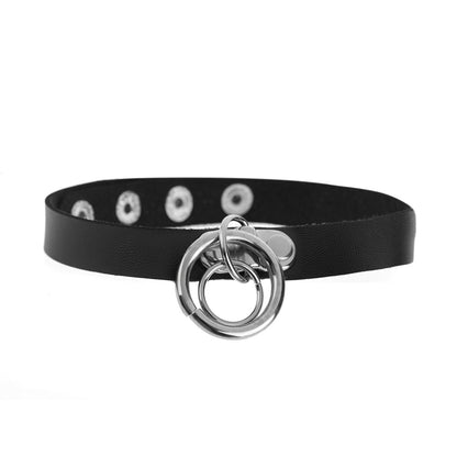 Black Double 2 Ring Choker Sub Necklace Slave Collar Submissive