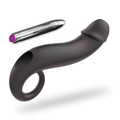 Black Silicone G / A Spot Dildo Massager and USB Rechargeable Bullet Vibrator