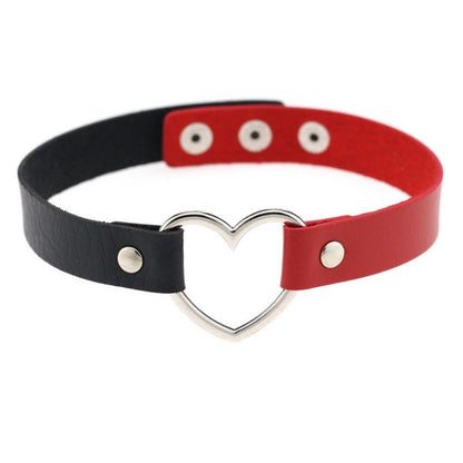 Black & Red Heart Shaped Neck Choker Submissive Day Collar