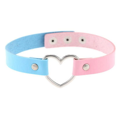 Baby Blue & Pink Heart Shaped Neck Choker Submissive Day Collar