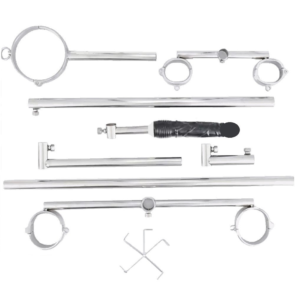 Stainless Steel Bondage Pillory Restraint Cuffs Frame Stocks and Dildo