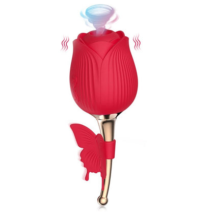 Rose Clitoral Suction Vibrator with Butterfly Handle Soul Snatching Sex Toy