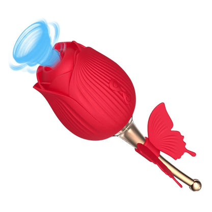 Rose Clitoral Suction Vibrator with Butterfly Handle Soul Snatching Sex Toy