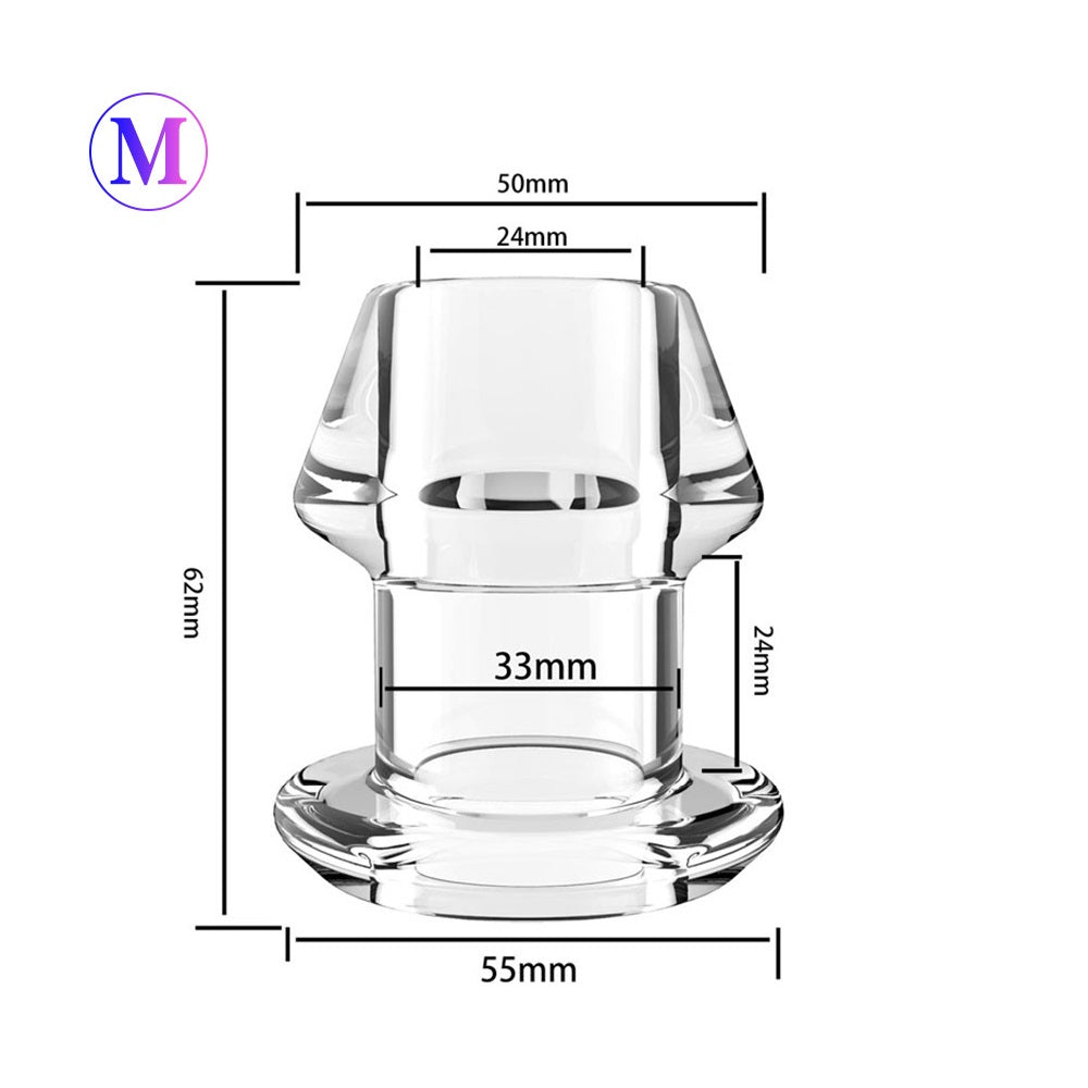 Clear Hollow Anal Butt Plugs with Stopper Plug