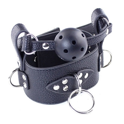 Fetish Slave Collar with attached Breathable Mouth Ball Gag