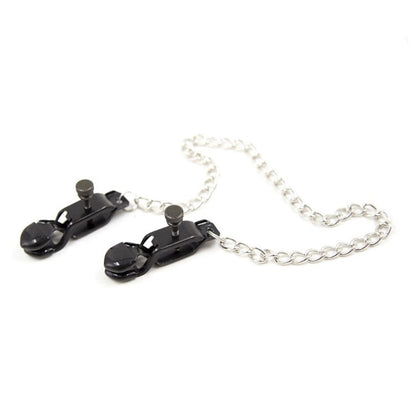 Adjustable Black Crocodile Nipple Clamps with Connecting Chain