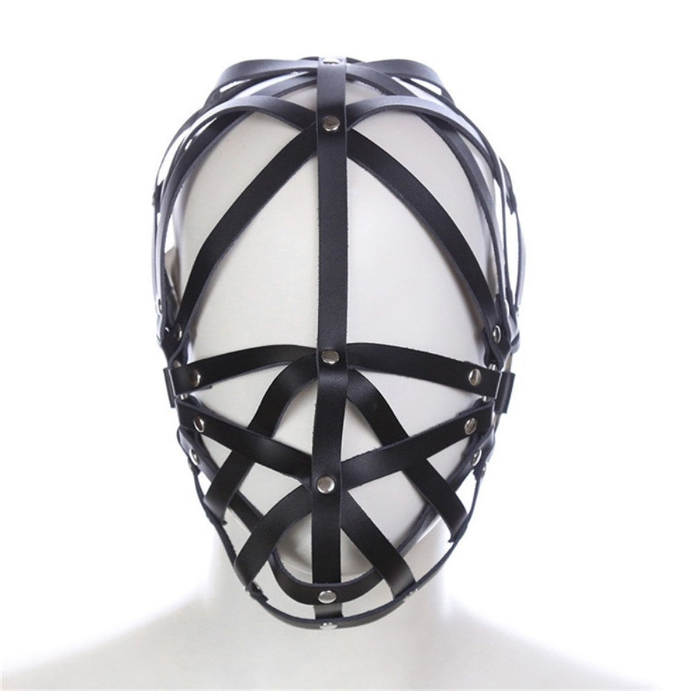 Cross Strap Full Head Bondage Restraint Hood