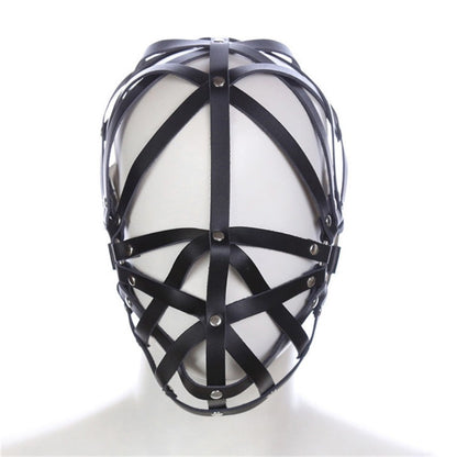 Cross Strap Full Head Bondage Restraint Hood