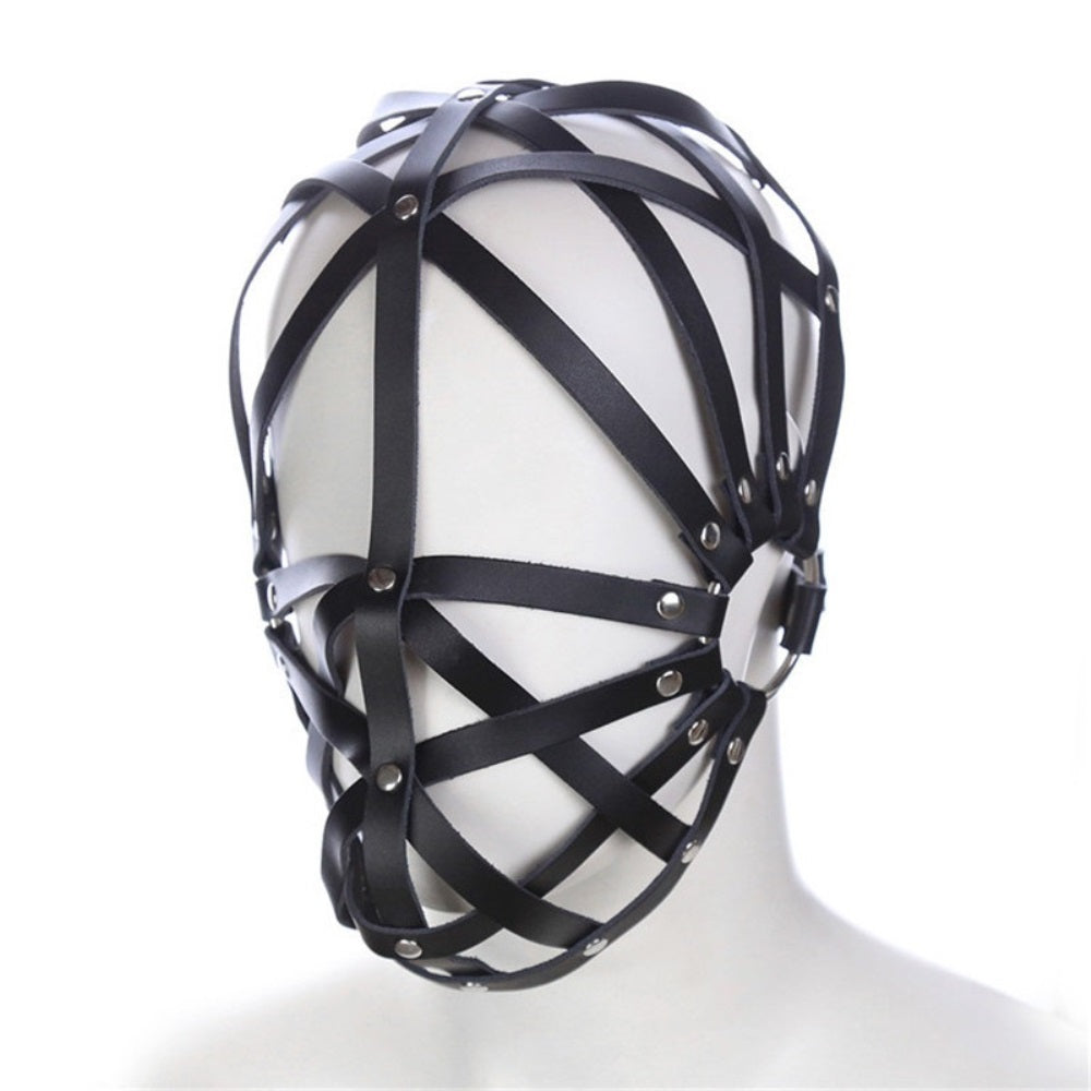 Cross Strap Full Head Bondage Restraint Hood