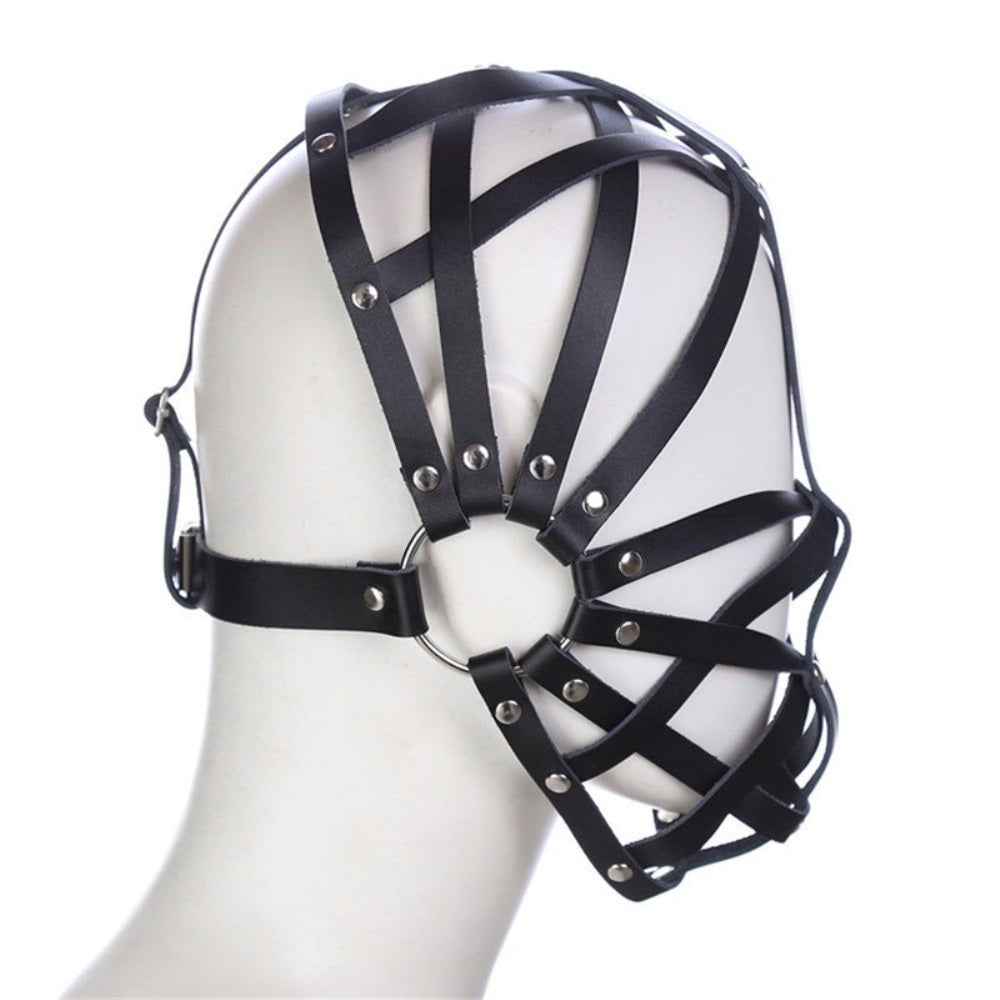 Cross Strap Full Head Bondage Restraint Hood