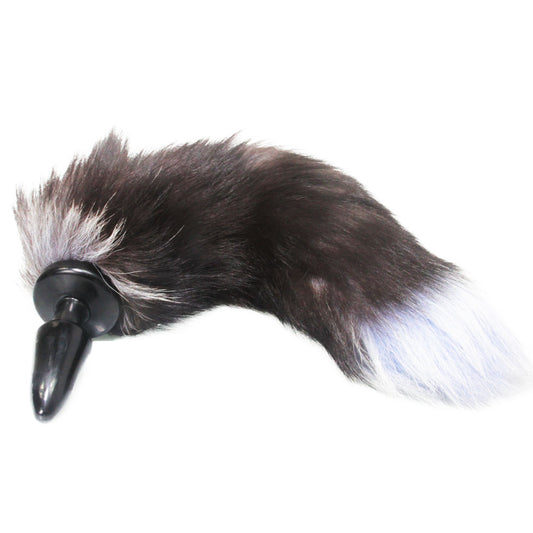 Dark Brown and White Faux Fur Fox / Puppy / Pony Tail Butt Plug