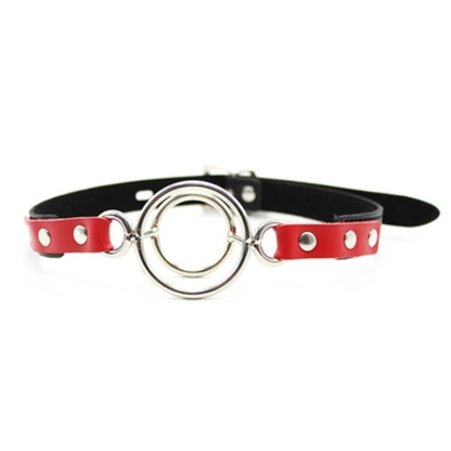 Deep Throat O Ring Tunnel Mouth Gag in Black and Red