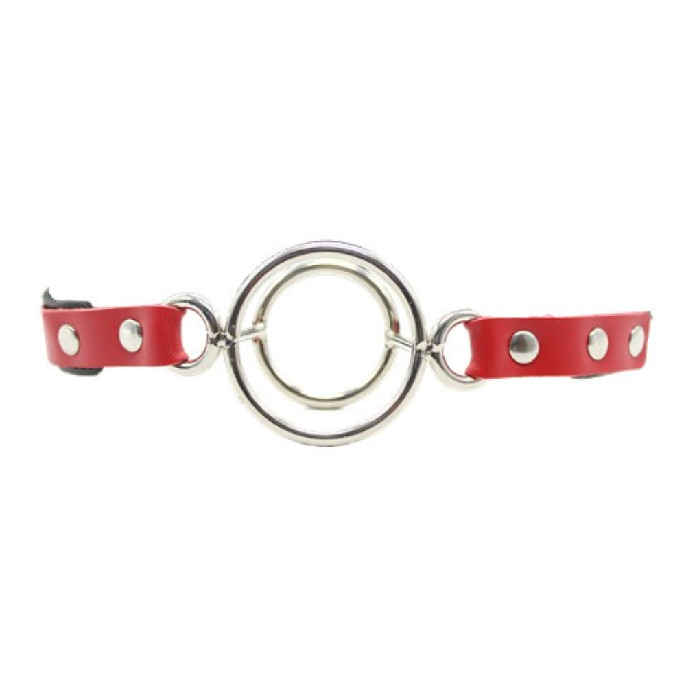 Deep Throat O Ring Tunnel Mouth Gag in Black and Red