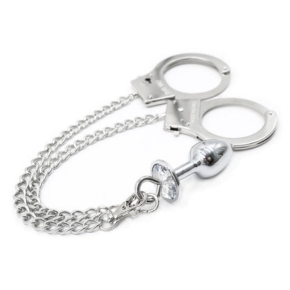 Hand Cuffs Butt Plug Chain Wrist Shackles Bondage Restraints