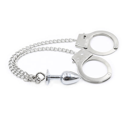 Hand Cuffs Butt Plug Chain Wrist Shackles Bondage Restraints