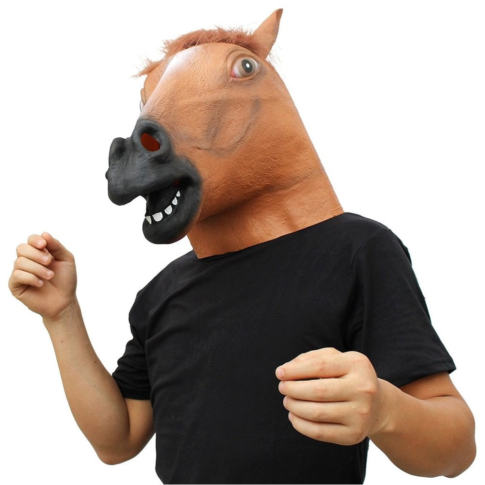 Pony Play Latex Horse Hood Mask with Mane