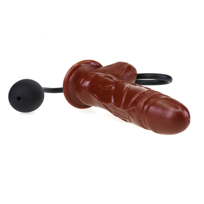 Realistic Inflatable Dildo Pump Up Expanding Brown