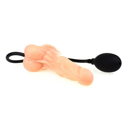 Realistic Inflatable Dildo Pump Up Expanding Beige Nude Skin