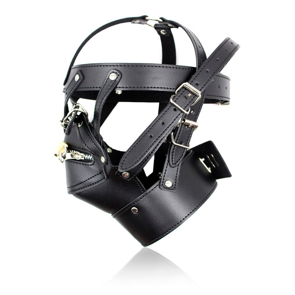 Lockable Mouth Zipper Harness Hood