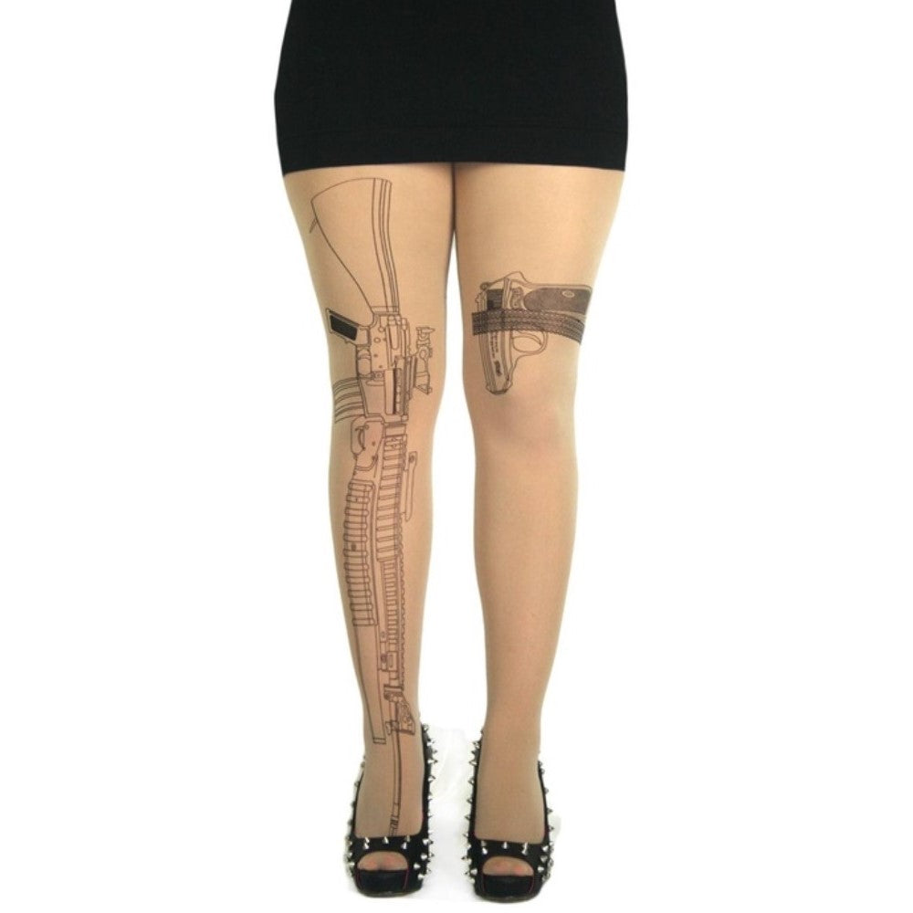 Machine Gun Tattoo Pattern Sexy Tights Pantyhose