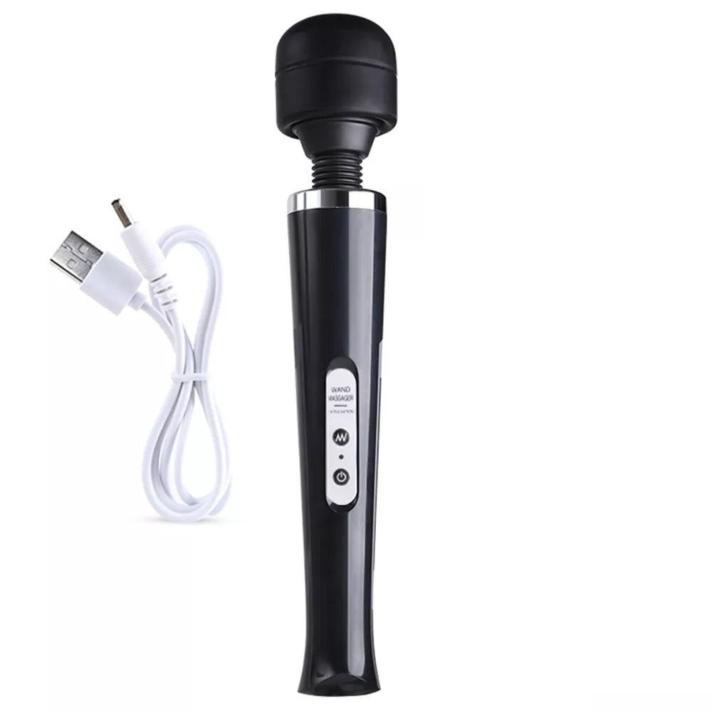 Black Magic Wand Vibrator Massager USB Rechargeable