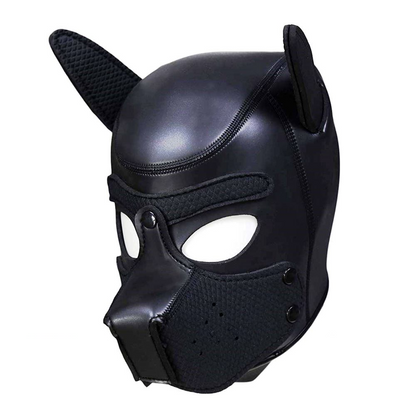 Pup Hood Kit Harness Collar Arm Bands Dog Mask Puppy Play - Black