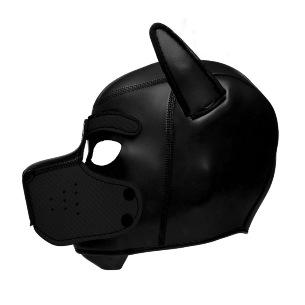 Pup Hood Kit Harness Collar Arm Bands Dog Mask Puppy Play - Black