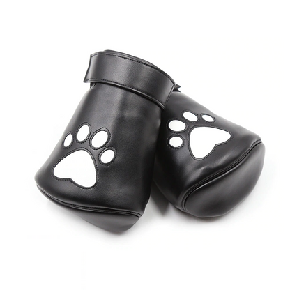 Pup Paws Dog Gimp Gloves Mitts Puppy Play Hand Bondage with Foot Print