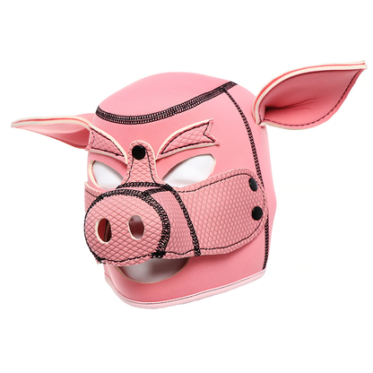 Neoprene Fuck Pig Hood Gimp Mask Animal Play Pink