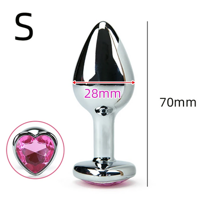 Light Pink Stainless Steel Heart Jewelled Princess Butt Plug