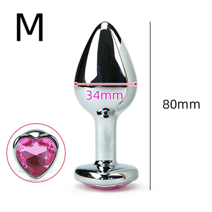 Light Pink Stainless Steel Heart Jewelled Princess Butt Plug