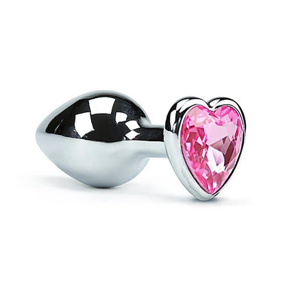 Light Pink Stainless Steel Heart Jewelled Princess Butt Plug