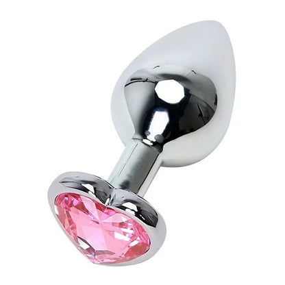 Light Pink Stainless Steel Heart Jewelled Princess Butt Plug