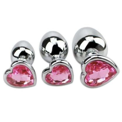 Rose Pink Stainless Steel Heart Jewelled Princess Butt Plug