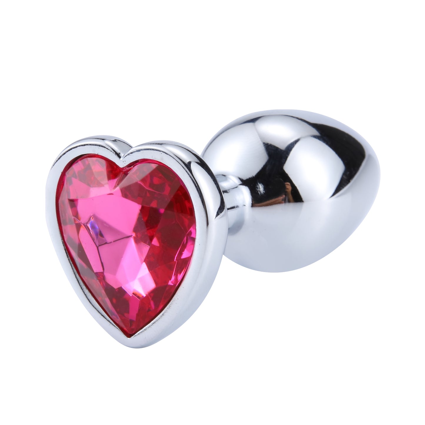 Rose Pink Stainless Steel Heart Jewelled Princess Butt Plug