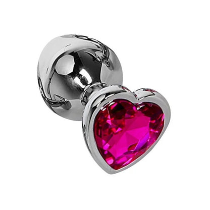 Rose Pink Stainless Steel Heart Jewelled Princess Butt Plug