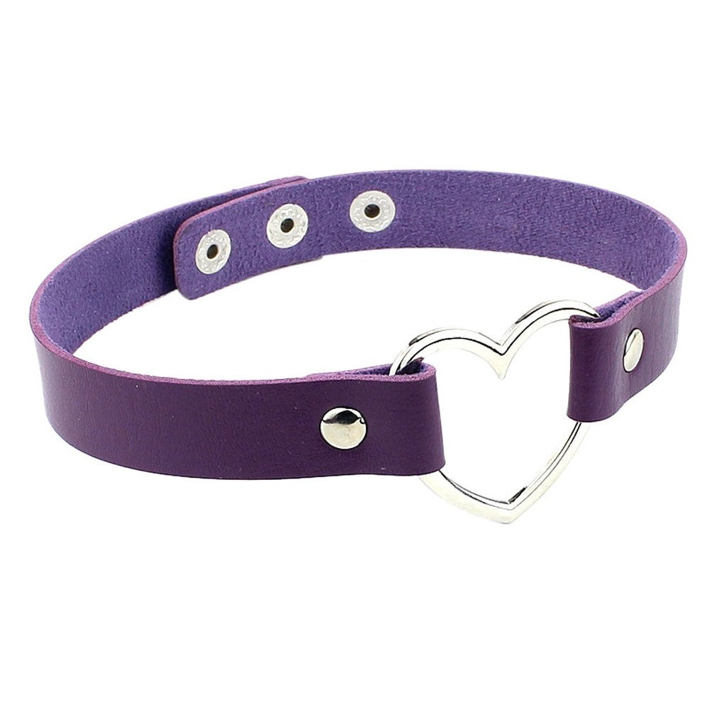 Purple Heart Shaped Neck Choker Submissive Day Collar