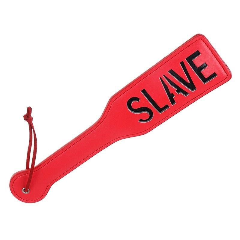 Red and Black SLAVE Spanking Paddle Whip Flogger