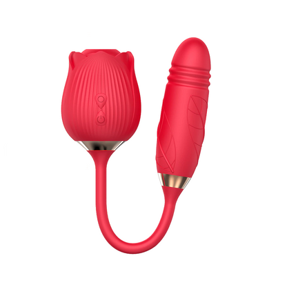 Rose Clitoral Suction Vibrator Vibrating Thrusting Dildo Sex Toy